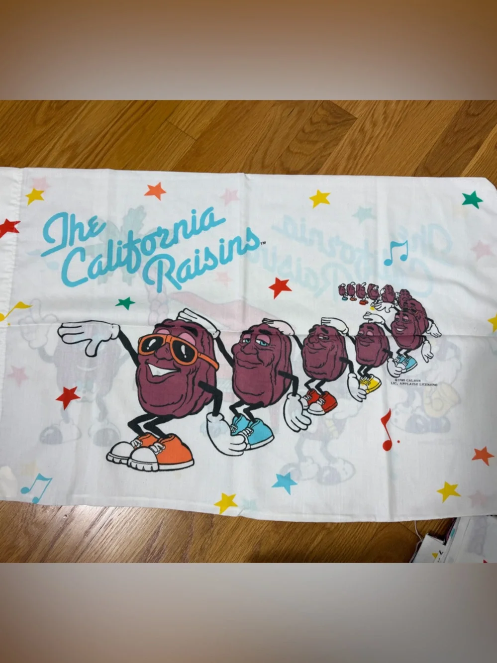 Vintage California Raisins 1988 Twin Sheet Set Flat Fitted Pillowcase
